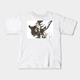 The man strokes the cat Kids T-Shirt